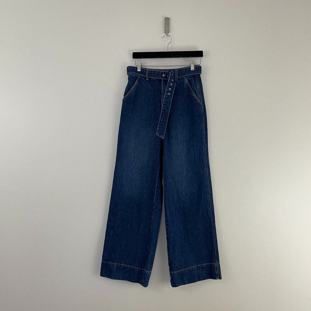 Veronica Beard Taylor Relaxed High Rise Belted Wide Leg Jeans Size 29